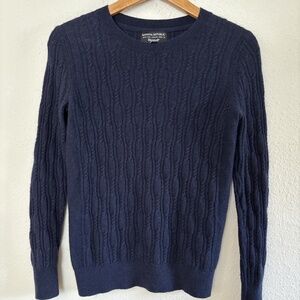 Banana Republic Merino Wool Cashmere Sweater Cable Knit Womens S Navy Pullover